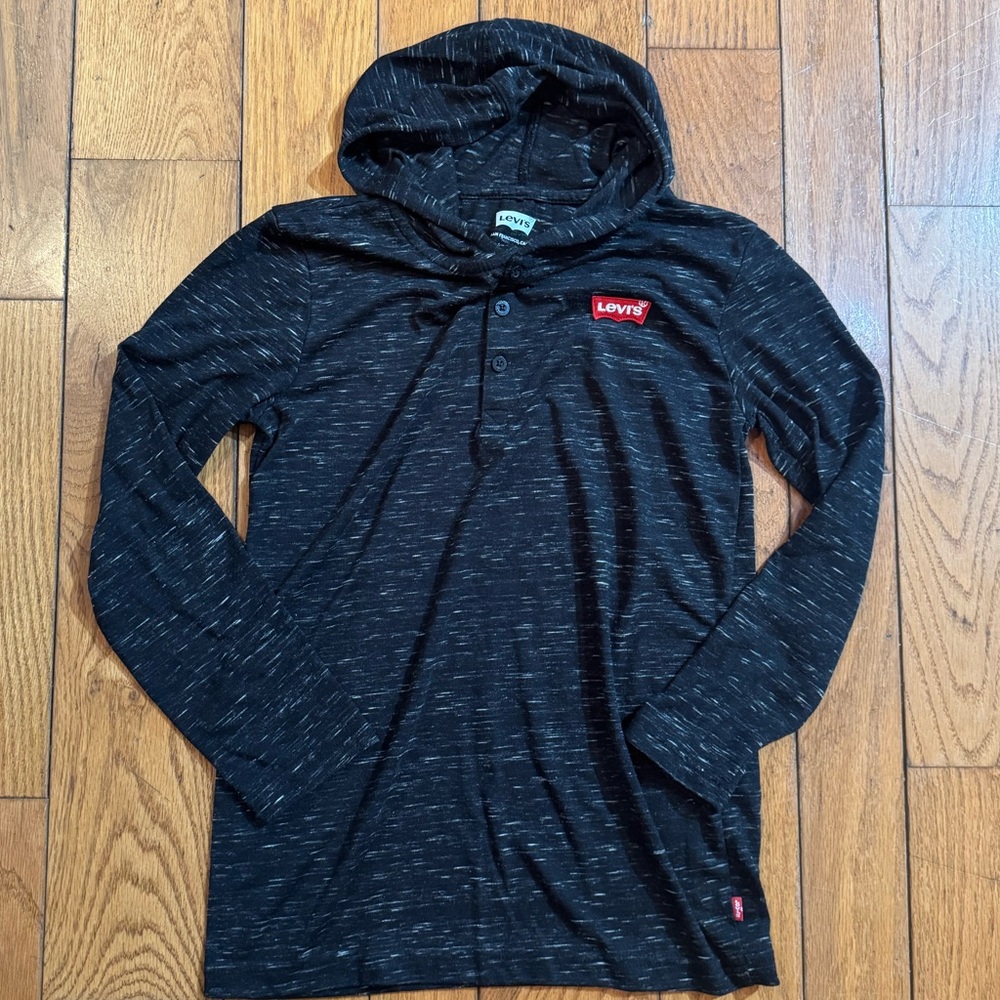 Levi's Charcoal Hooded Kids Shirt - Size 14
